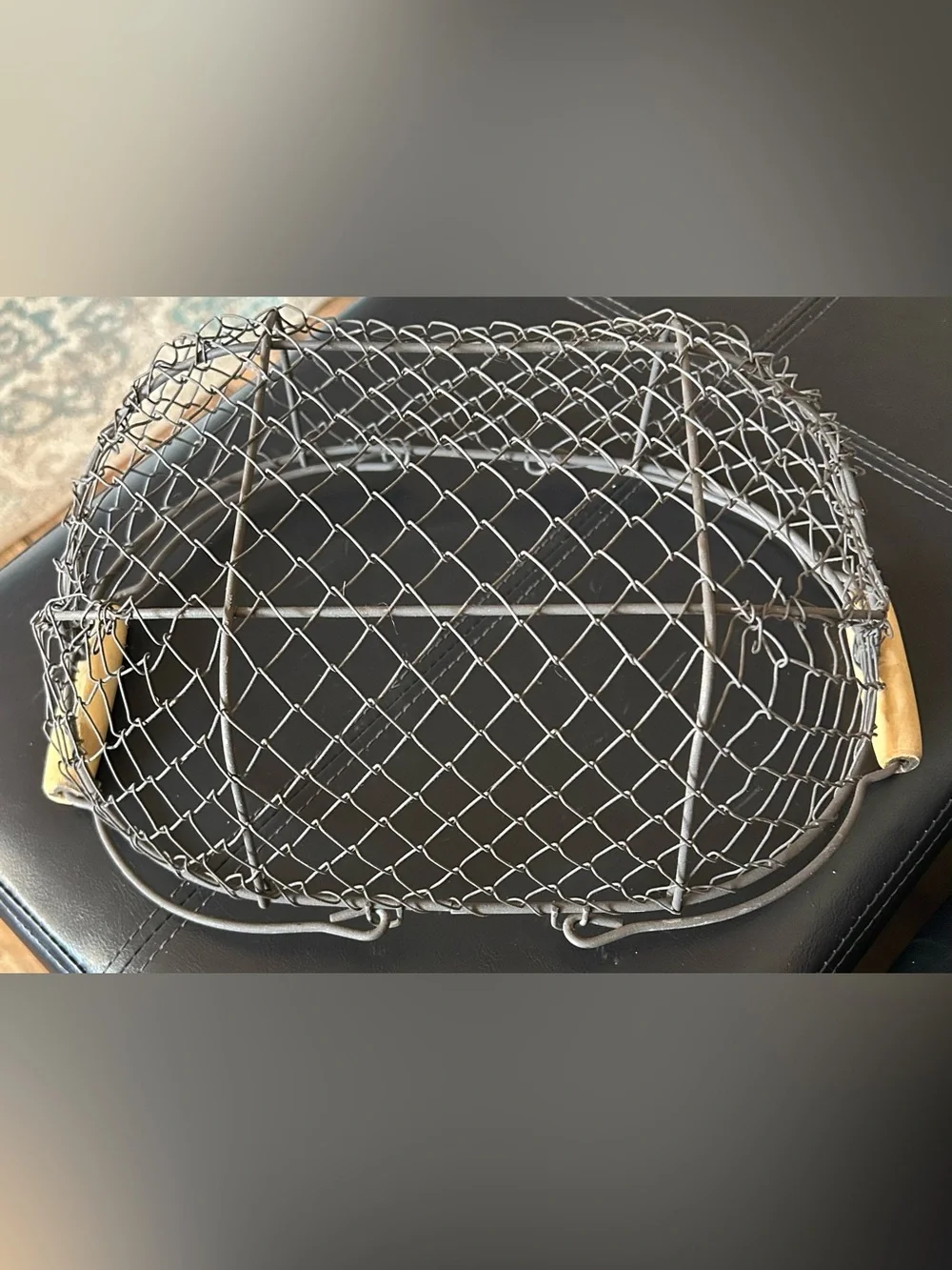 Rustic Wire Basket with Wooden Handles - Brown